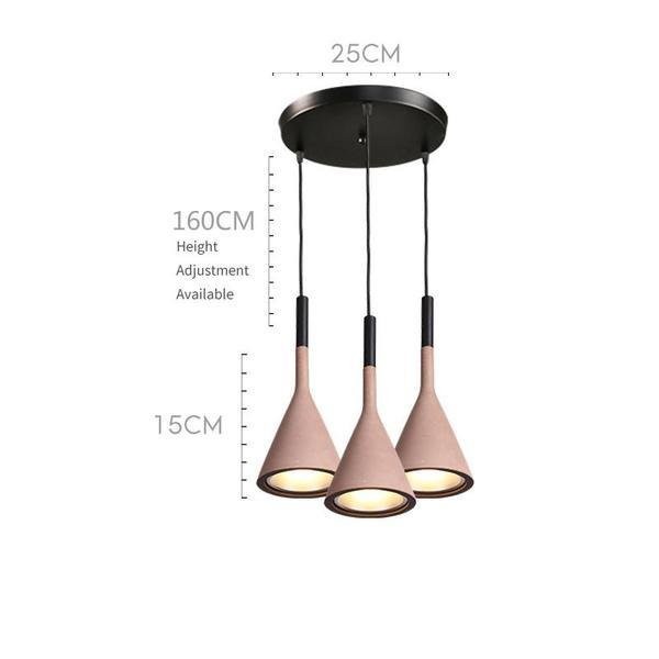 Three-light round canopy pendant dimension guide