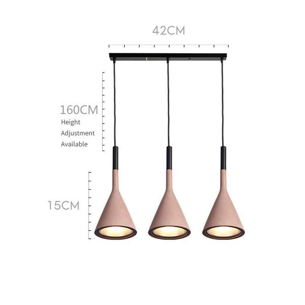Three-light rectangular canopy pendant dimension guide