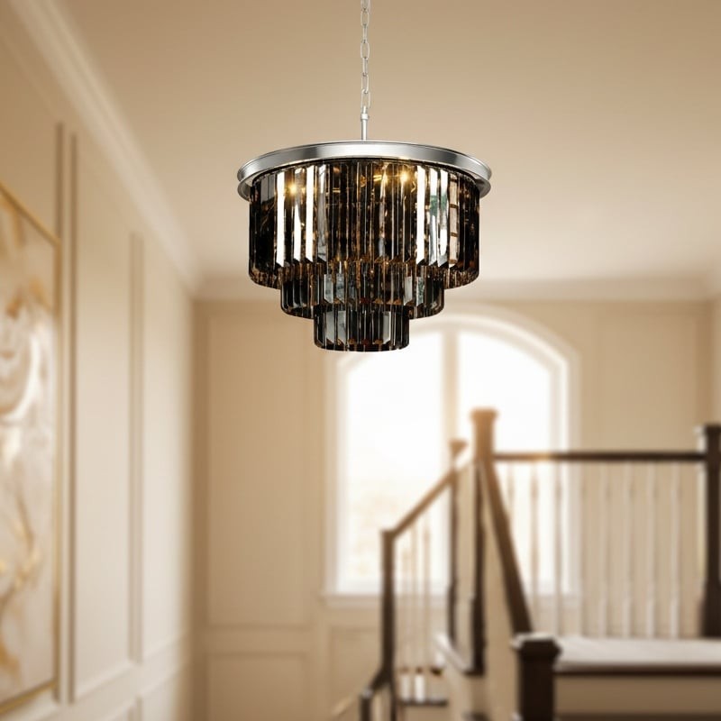 Aurevon chandelier in a hallway or stair area