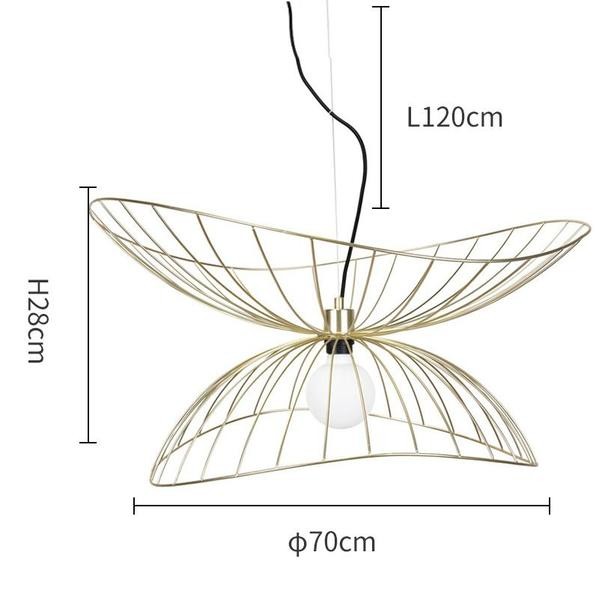 Ray Metal Pendant Light golden Dia 45 cm dimension diagram