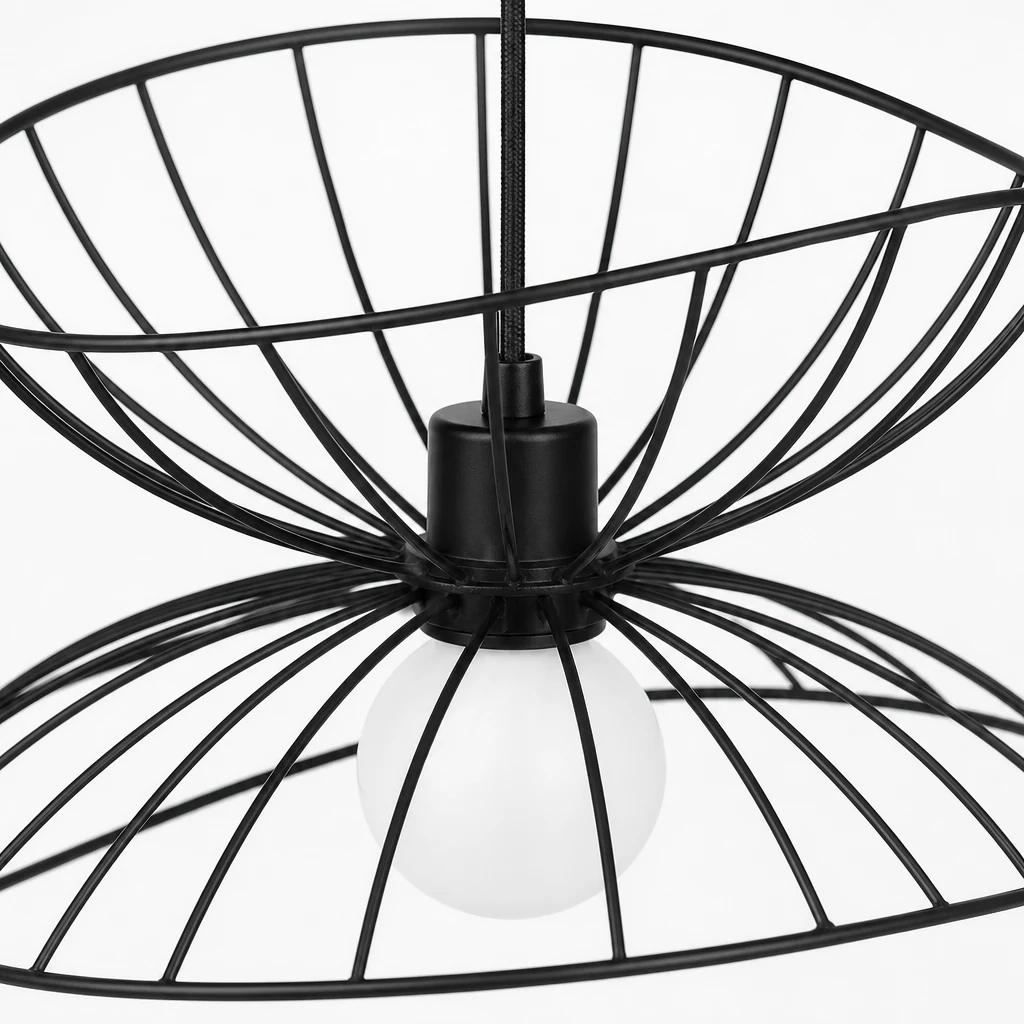 Close-up detail of the Ray Metal Pendant Light metal finish