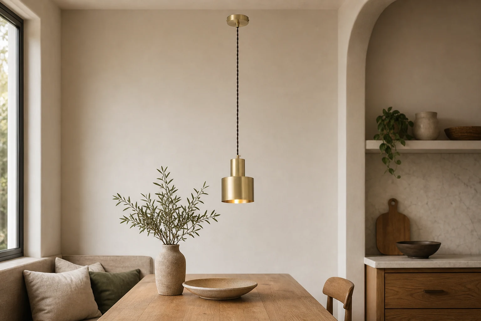 Brass Pendant Light in a contemporary interior scene