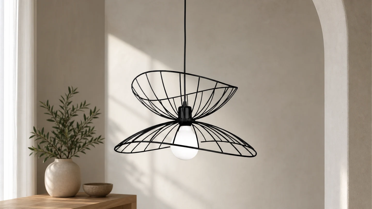 Ray Metal Pendant Light styled in a room setting