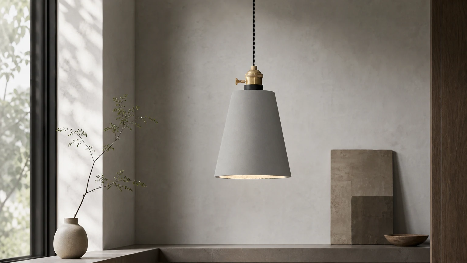 Concrete Vasa Minimalist Pendant Light hero scene